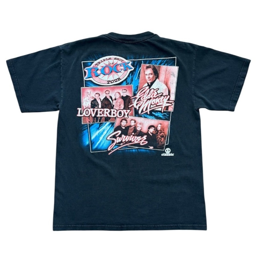 Vintage Triple Shot of Rock Loverboy Survivor Band Concert Tour Graphic T-shirt